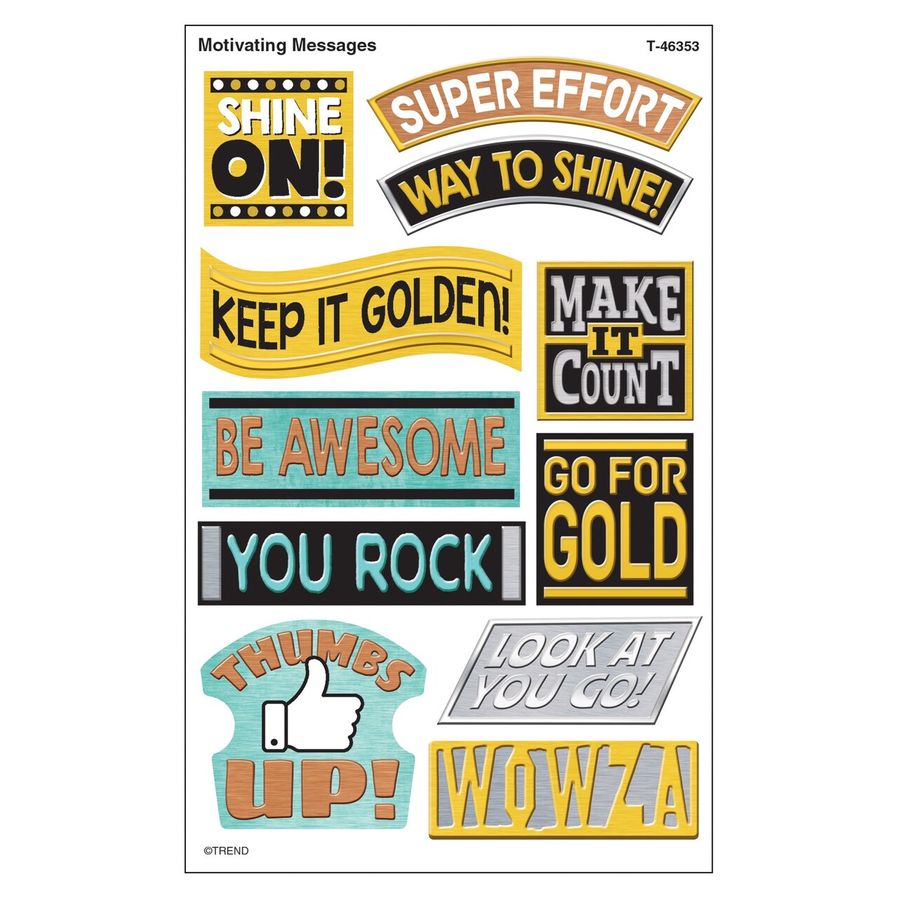 I ♥ Metal Motivating Messages superShapes Stickers - Large, 88 Count